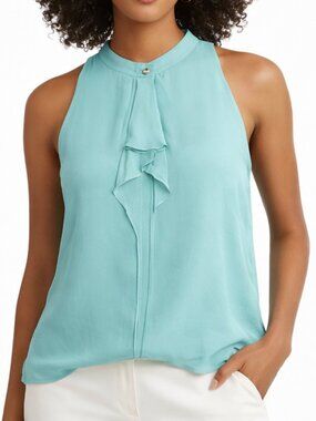 Tory Burch Silk Ruffle Button-Up Blouse | Size XL